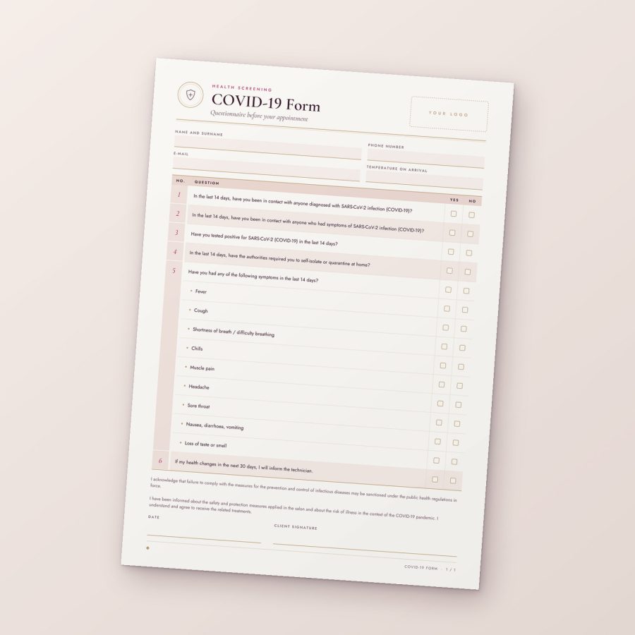 COVID-19 form — first page