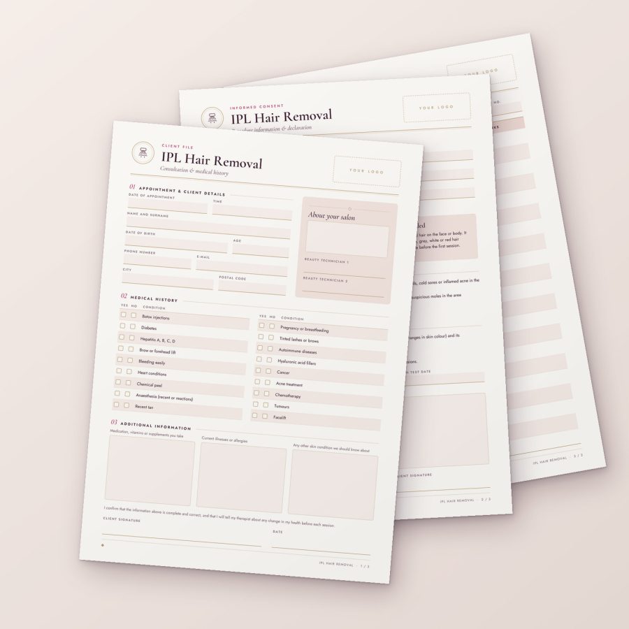 IPL Hair Removal form — first page