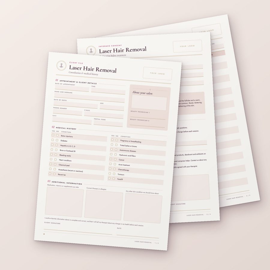 Laser Hair Removal form — first page