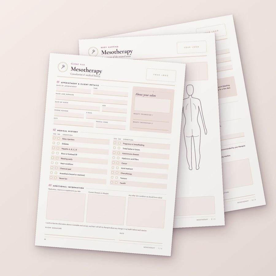 Mesotherapy form — first page